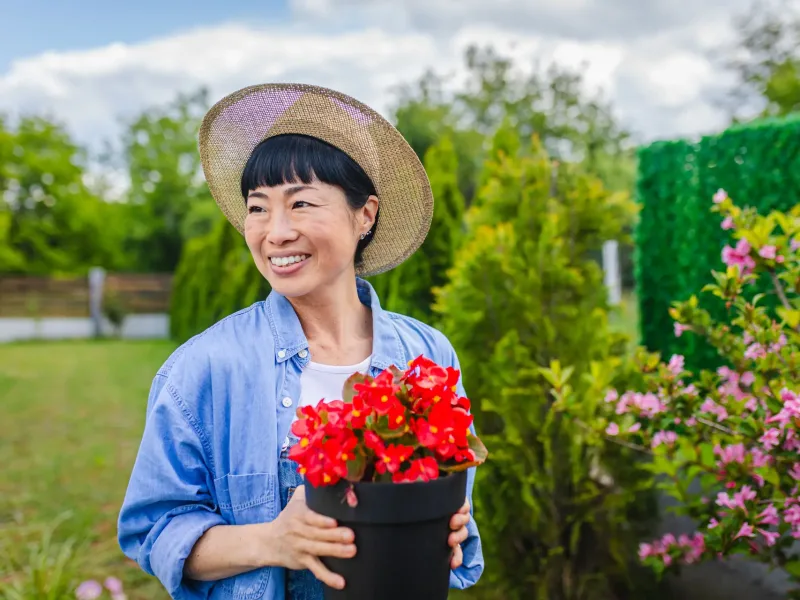 Woman with flowers